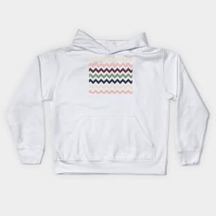 Chevron pattern - muted floral colors Kids Hoodie